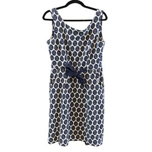 LILLY PULITZER Evie Dress Sleeveless Knee Tie Front Pockets Navy Large Button